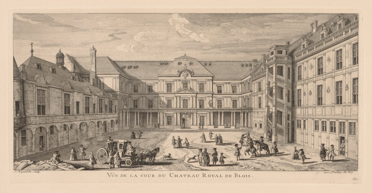 Udsigt over gården til Château de Blois. af Jacques Rigaud