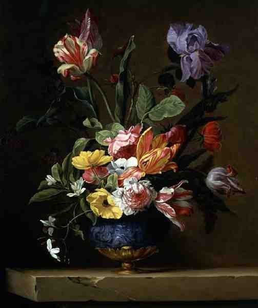 Still Life of Flowers (olie på lærred) af Jacques Samuel Bernard