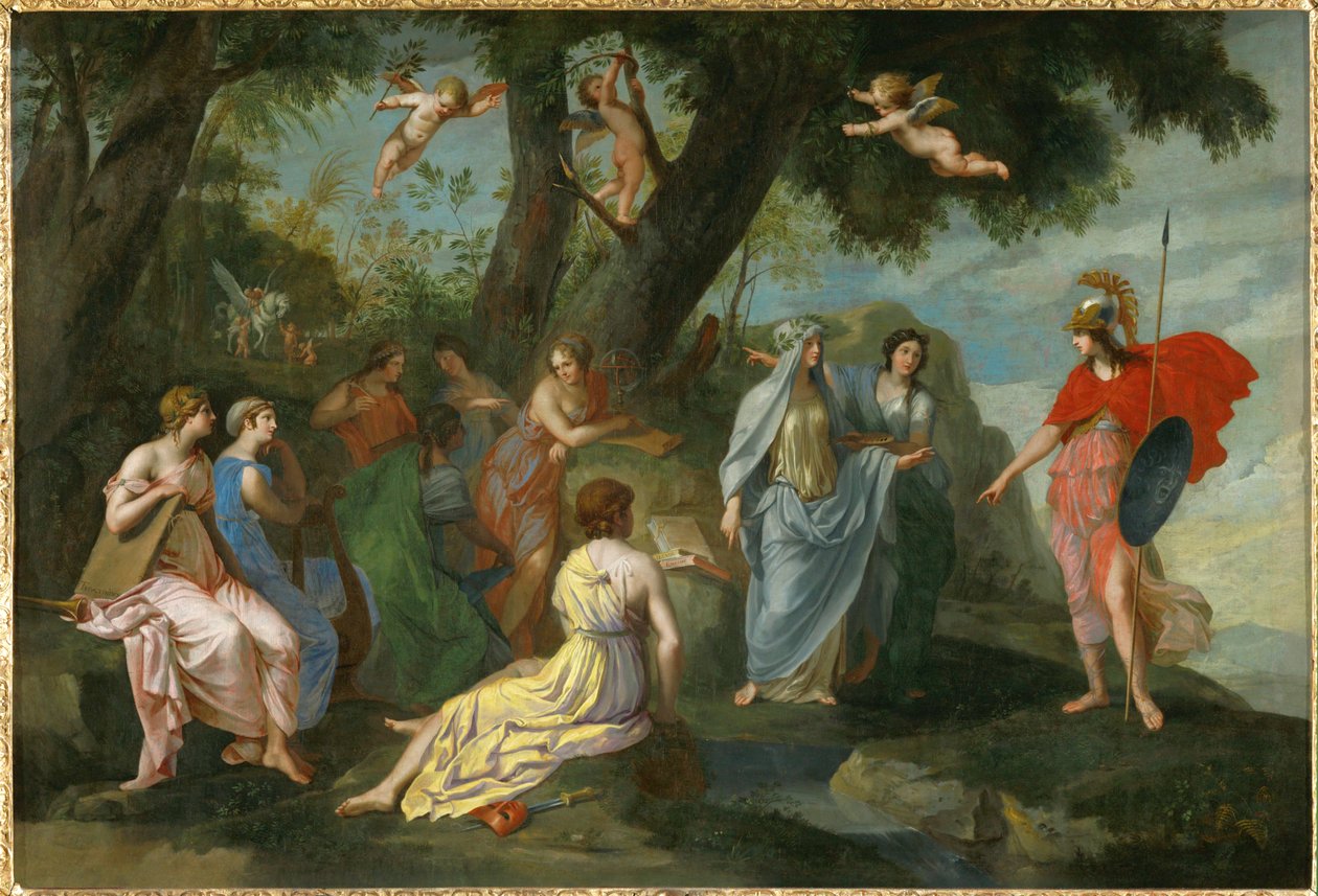 Minerve chez les Muses - Minerva og muserne ... af Jacques Stella