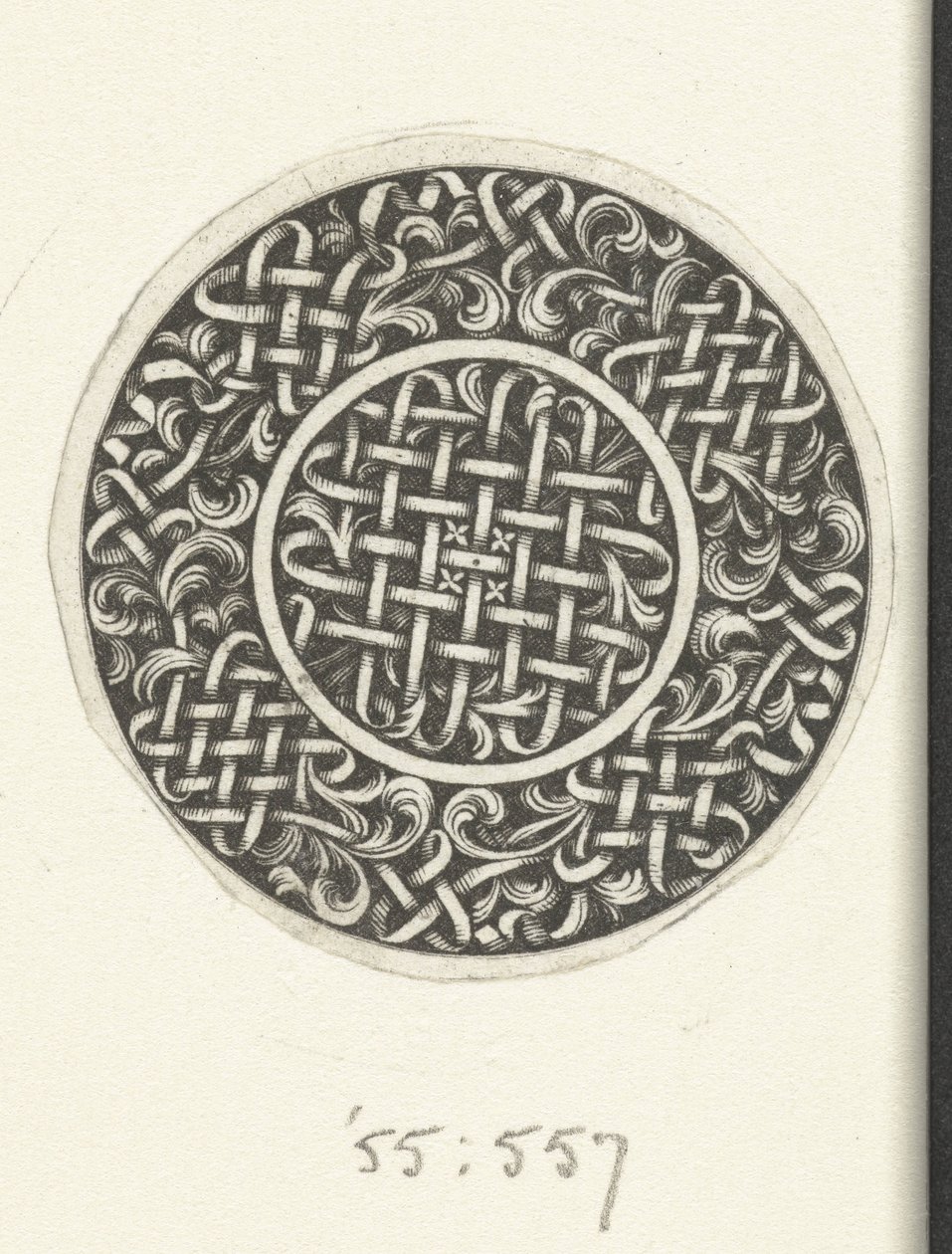 Medaljon med fletværk Design for guldsmede (serietitel) af Jacques Vauquer