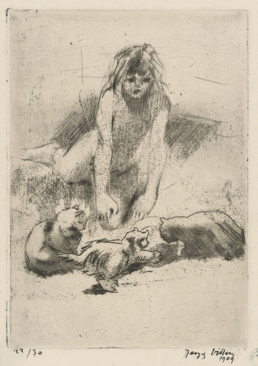 Minne et les chats buvant (Minne og de drikkende katte), fra suiten Le bain de Minne (Minne af Jacques Villon