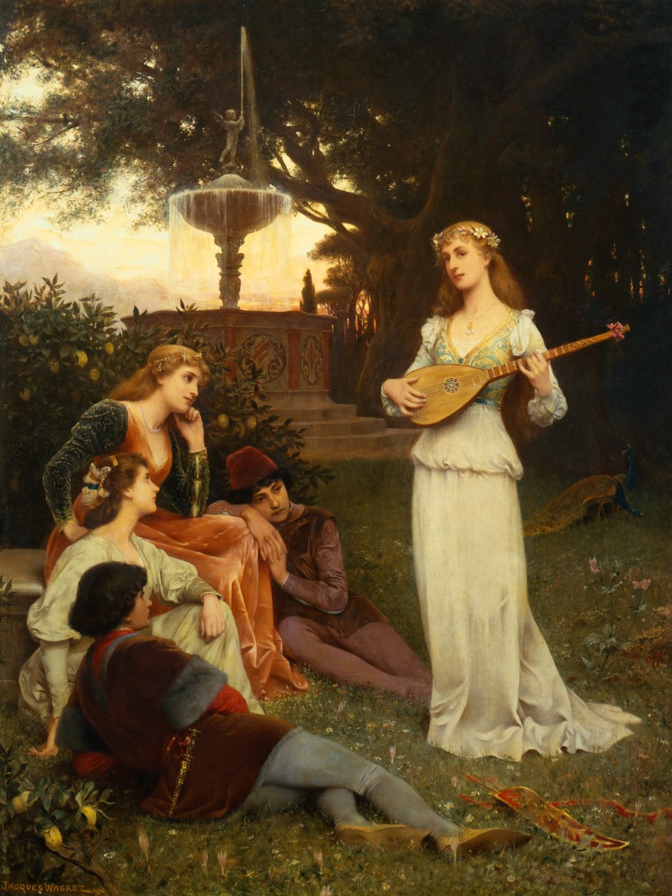 The Fountain of Love (olie på lærred) af Jacques Wagrez