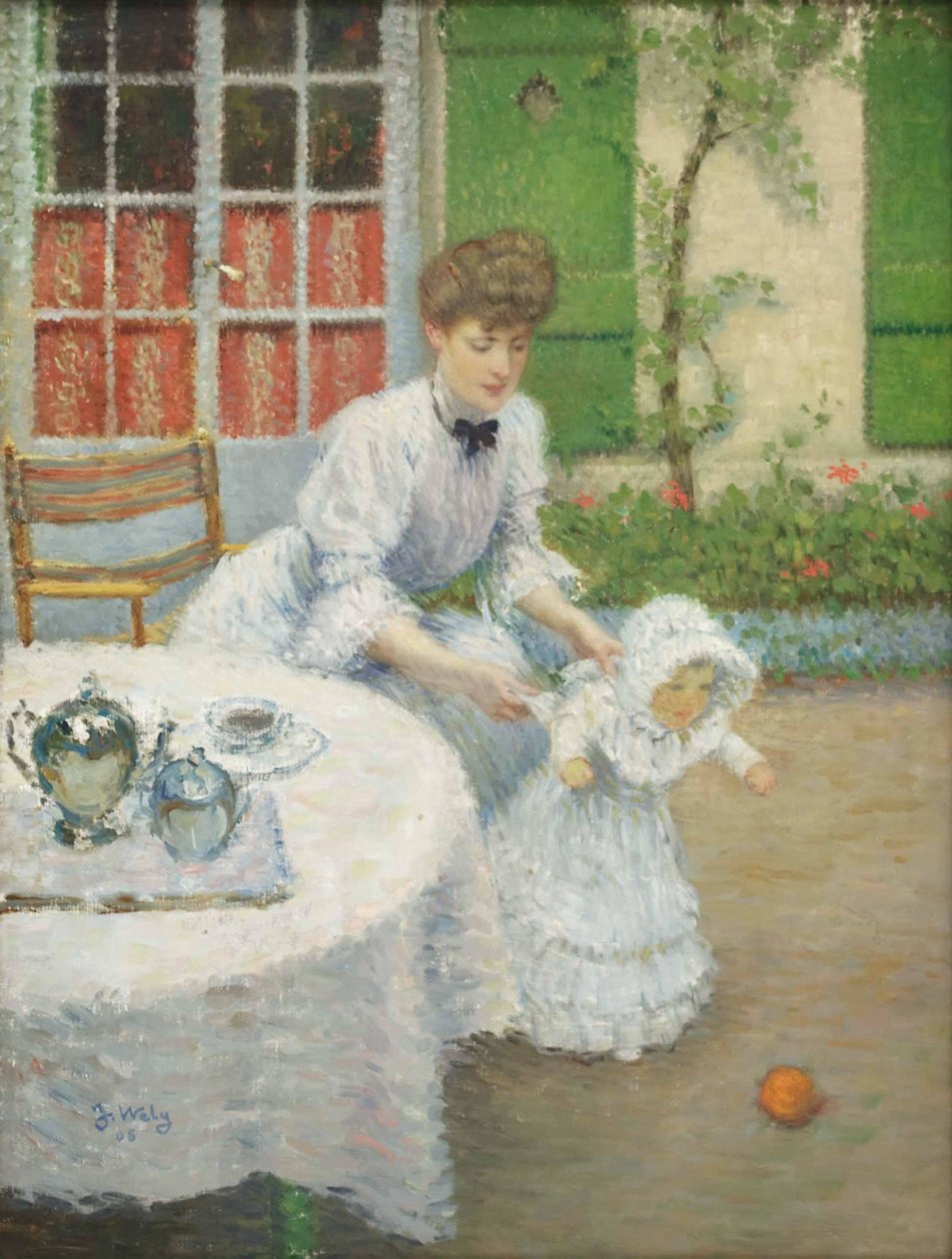Jacques Wely Mor med en pige, der spiller bold 1906 af Jacques Wely
