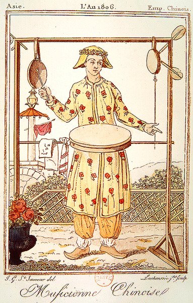 Kinesisk musiker, 1806 (farvegravering) af Jacques after Grasset de Saint Sauveur