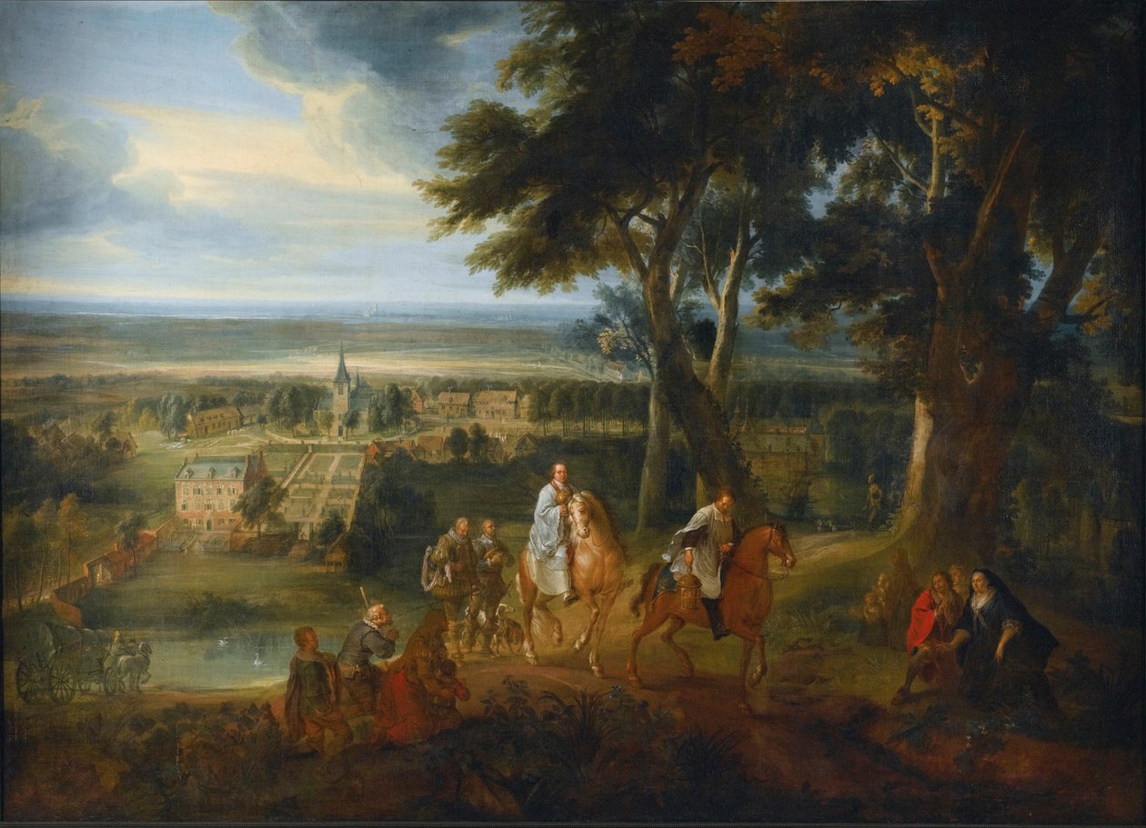 Rudolf af Habsburg overdrager sin hest til en præst, der uddeler viaticum, ca. 1613-86 (olie på lærred) af Jacques d