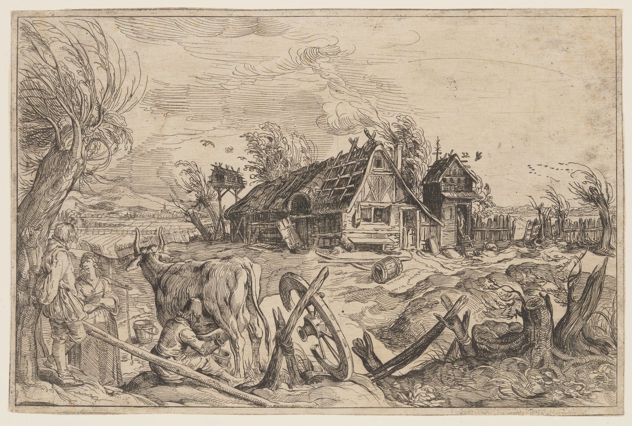 Landskab med bondegård af Jacques de Gheyn II