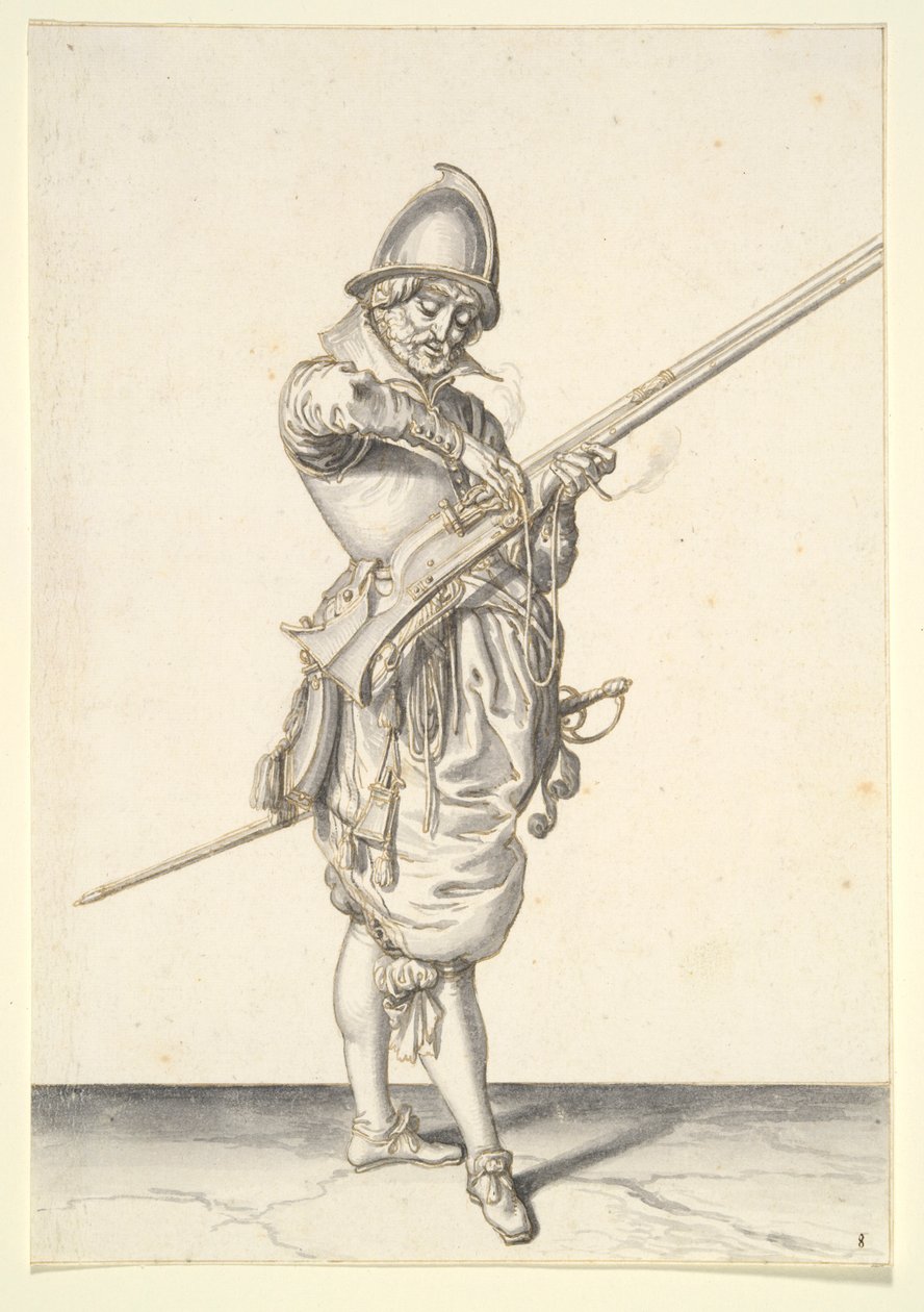 Soldat forbereder sig på at affyre en kalver af Jacques de Gheyn II