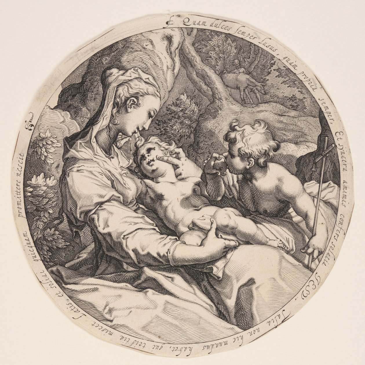 Jomfru og barn med Johannes Døberen af Jacques de Gheyn II
