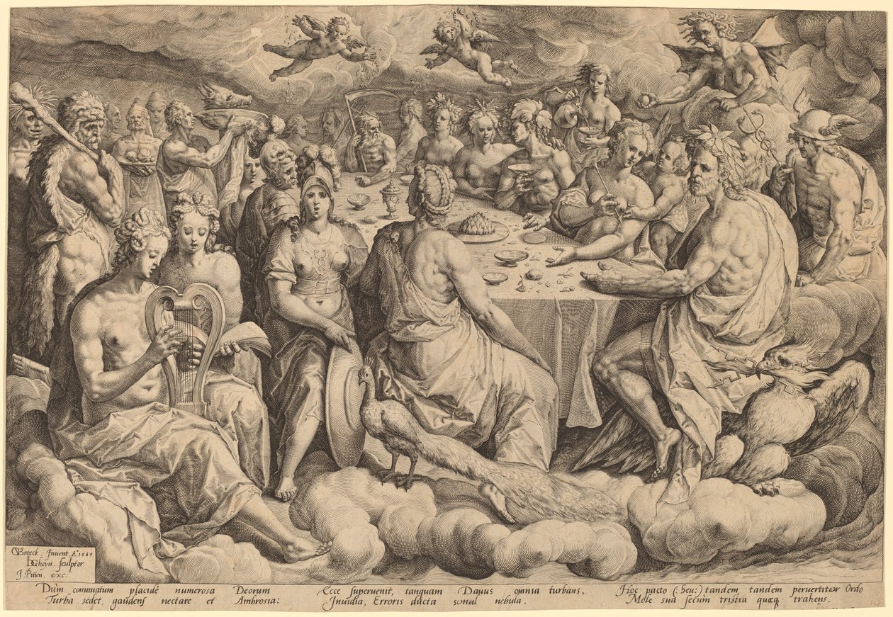 Gudernes banket ved Peleus og Thetis bryllup af Jacques de Gheyn II, after Crispen van den Broecke