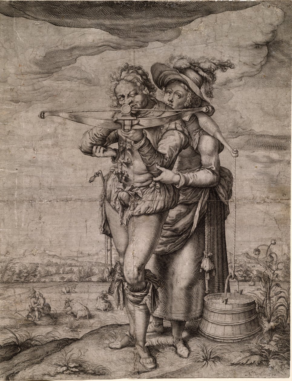 Armbrøstmanden og mælkepigen, ca. 1610 af Jacques de Gheyn the Younger