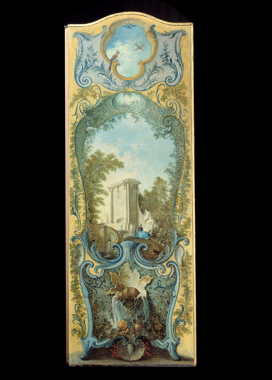 Møbler: maleskærm på marouflepapir af Jacques de Lajoue (1686-1761) 1700-tallet af Jacques de Lajoüe
