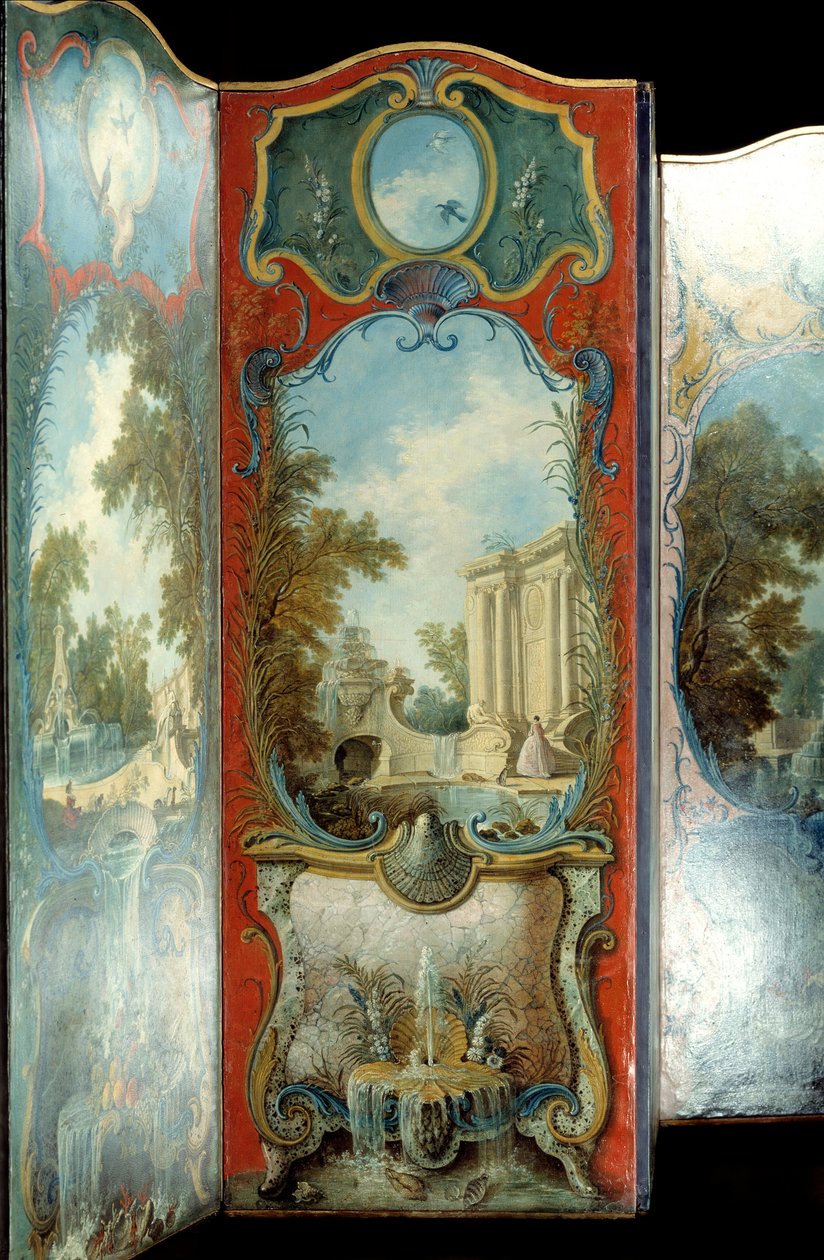 Møbler: maleskærm på marouflepapir af Jacques de Lajoue (1686-1761) 1700-tallet af Jacques de Lajoüe