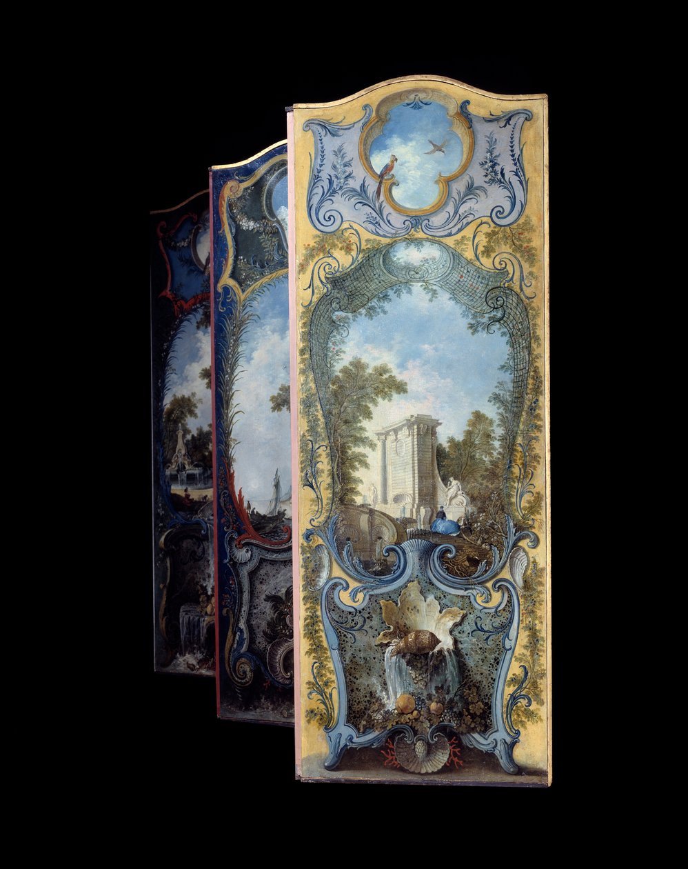 Møbler: maleskærm på marouflepapir af Jacques de Lajoue (1686-1761) 1700-tallet af Jacques de Lajoüe