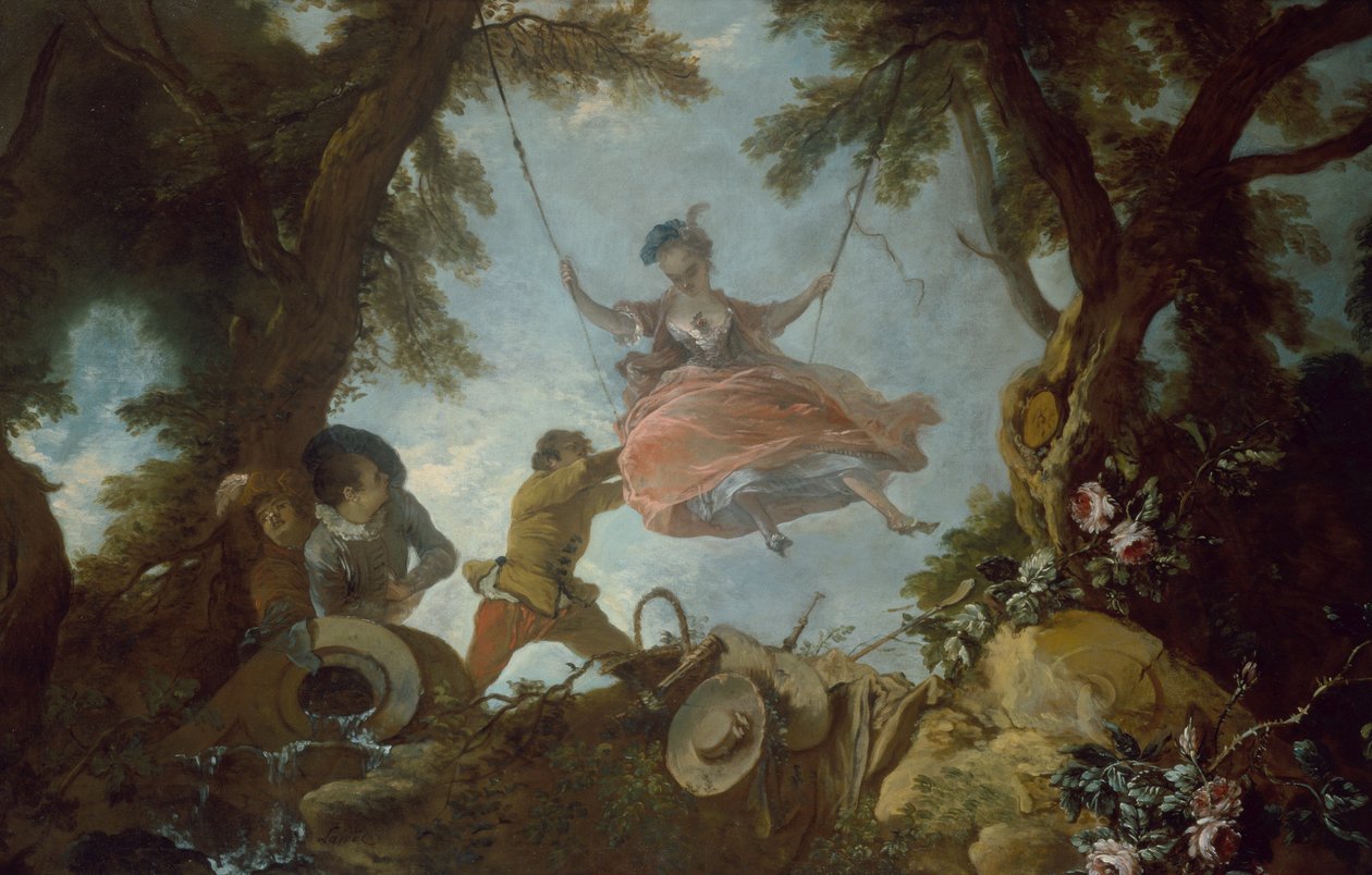 Gyngen (olie på lærred) af Jacques de Lajoüe