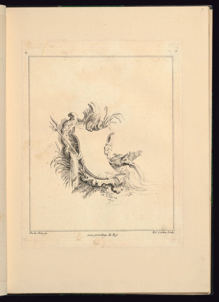 Design til Cartouche Evoking the Sea af Jacques de Lajoüe