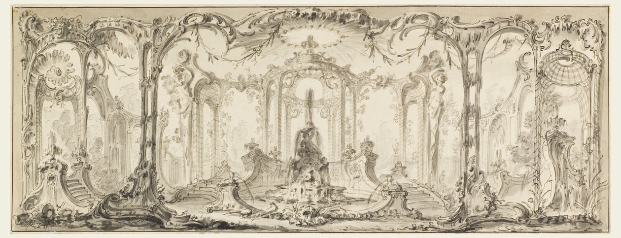 Design til en dekorativ dekoration af Jacques de Lajoüe