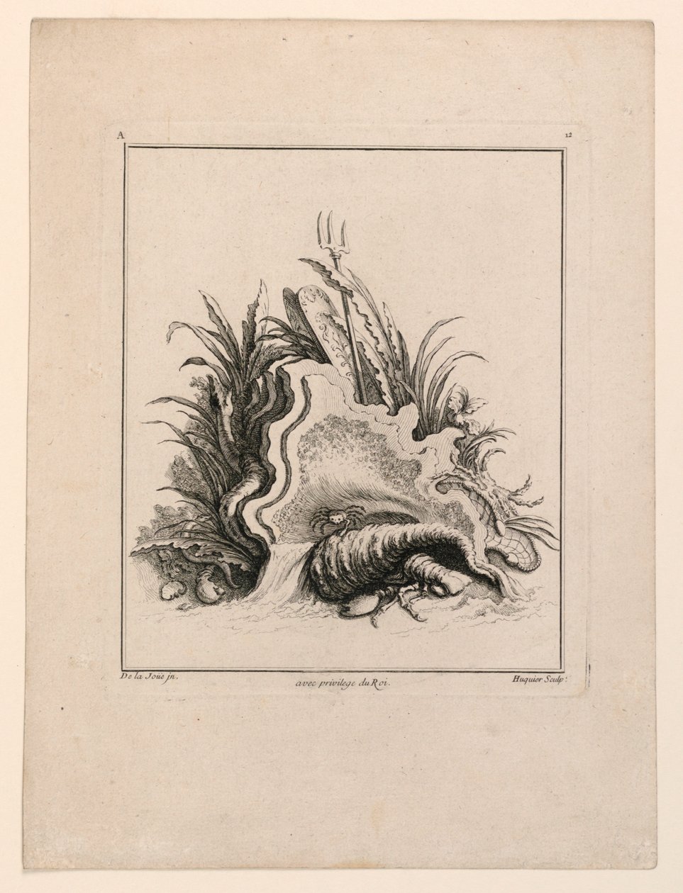 Escutcheon, fra "Recueil Nouveau de Differens Cartouche" af Jacques de Lajoüe