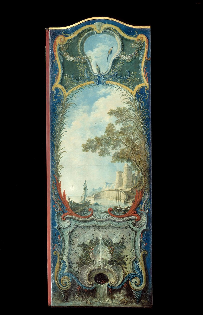 Møbler: malerskærm på marouflepapir af Jacques de Lajoue (1686-1761) 1700-tallet af Jacques de Lajoüe