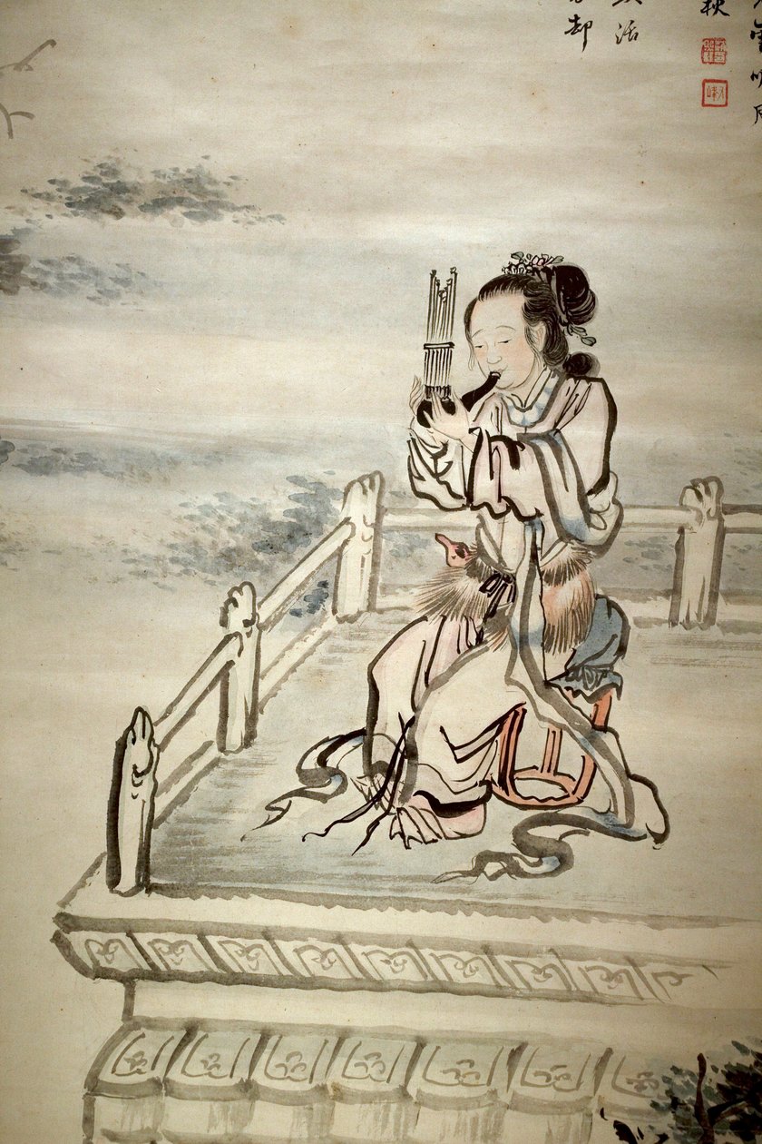 Malet figur, musiker. Blæk på papir af Yi Jaegwan (1783-1837), kunst i det 19. århundrede. Koreas Nationalmuseum, Seoul (Sydkorea). af Jaegwan Yi