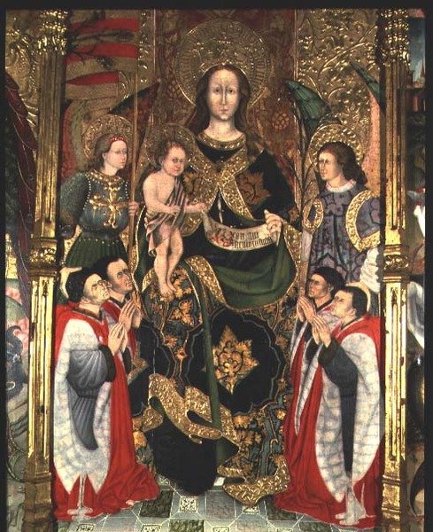 Madonna og barn, midterpanel på Paeria-altertavlen dedikeret til St. Michael af Jaime Ferrer II