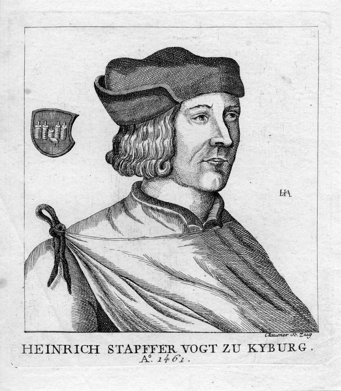 graveret portræt af Jakob Joseph Clausner