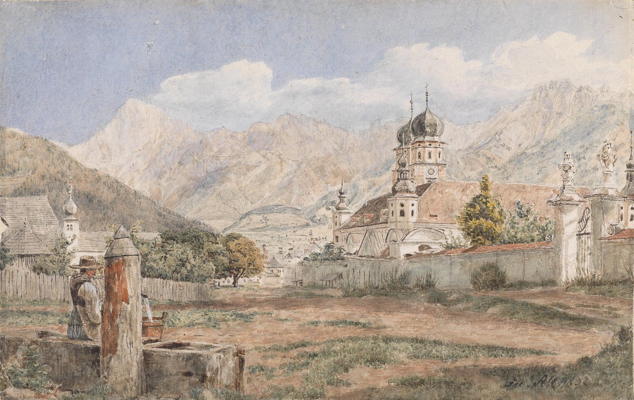 Udsigt over Stams Abbey i Tyrol af Jakob Alt
