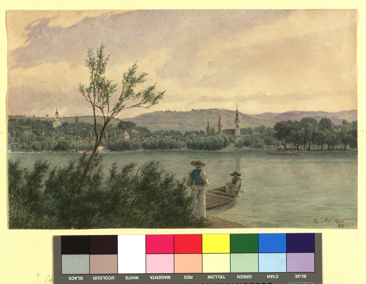 Donau-sidearm med Kamenitz ved Peterwardein af Jakob Alt