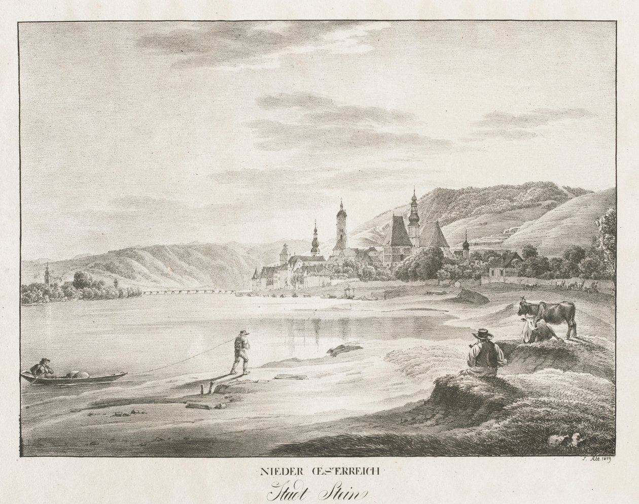 Nedre Østrig, by Stein, 1819. af Jakob Alt