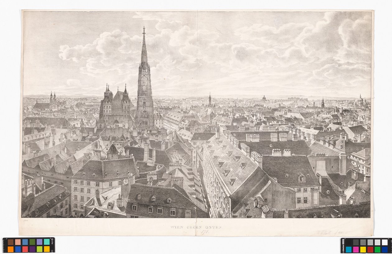 Panoramaudsigt over Wien mod øst, set fra Peterskirken af Jakob Alt