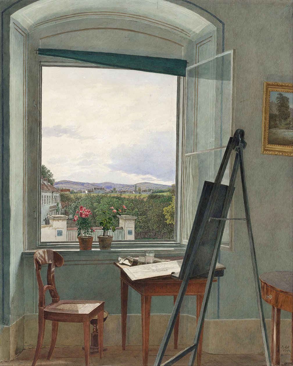 Udsigt fra kunstnerens atelier i Alservorstadt mod Dornbach, 1836 af Jakob Alt