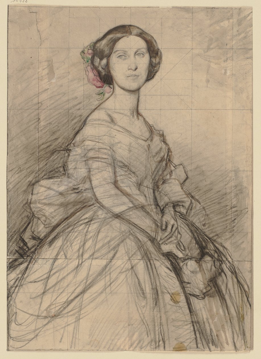 Ung dame i halvfigur, ansigt en face af Jakob Becker