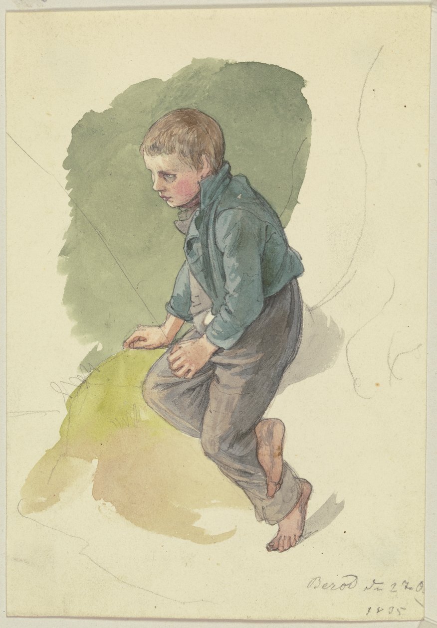Siddende bondedreng fra Berod af Jakob Becker