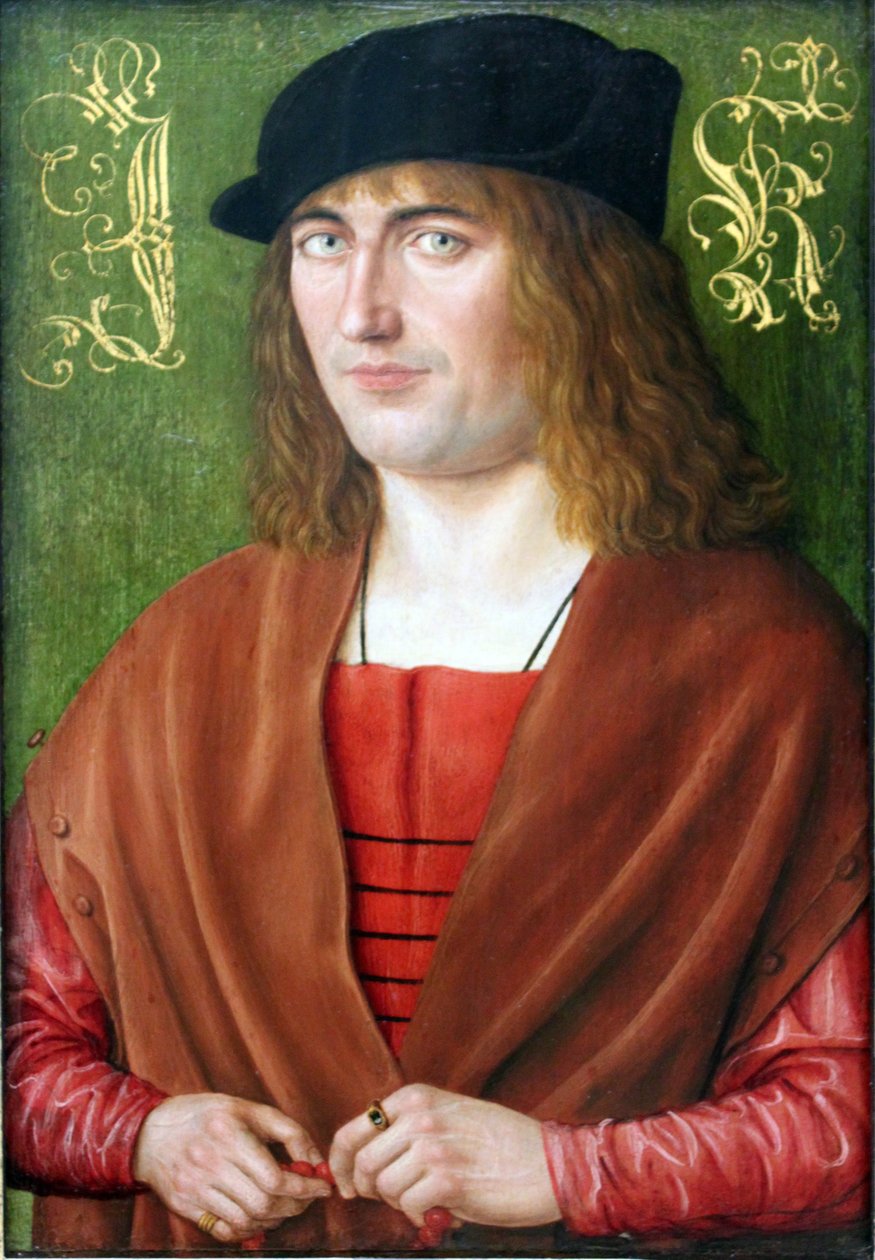 Tysk: Bildnis des Jörg Kötzler, 1499 Portræt af den 28-årige Nürnberg-borger Jörg Ketzler
  (1471-1529) af Jakob Elsner