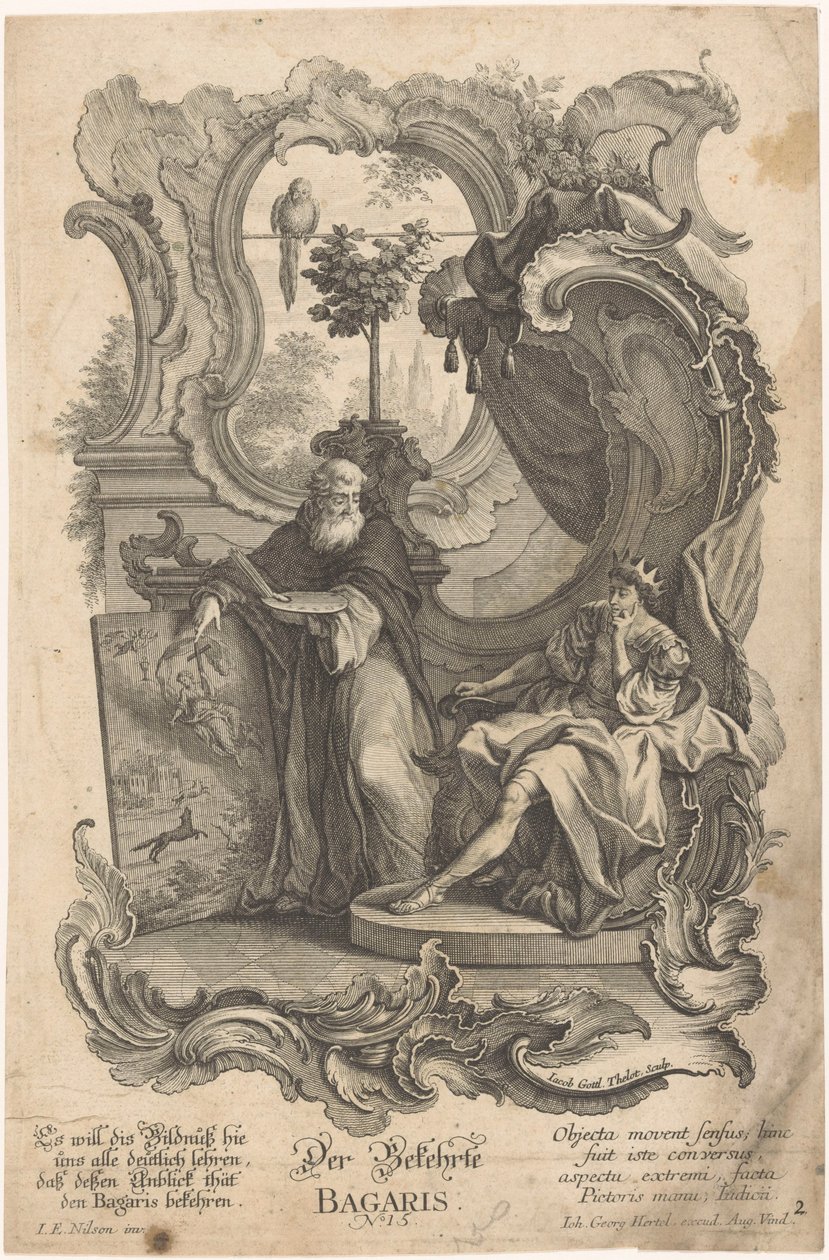 Bagaris omvendte Der Bekehrte Bagaris (titel på objekt) Apelles og Bagaris (serietitel) af Jakob Gottlieb Thelott