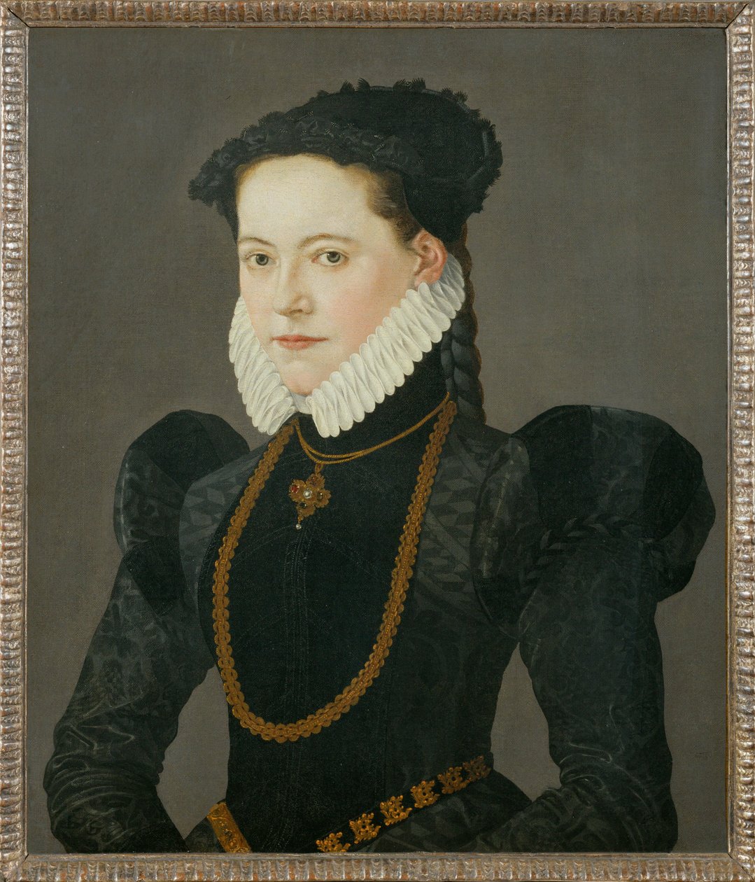 Portræt af datteren af grev Friedrich af Oettingen ... (maleri på lærred) af Jakob Seisenegger