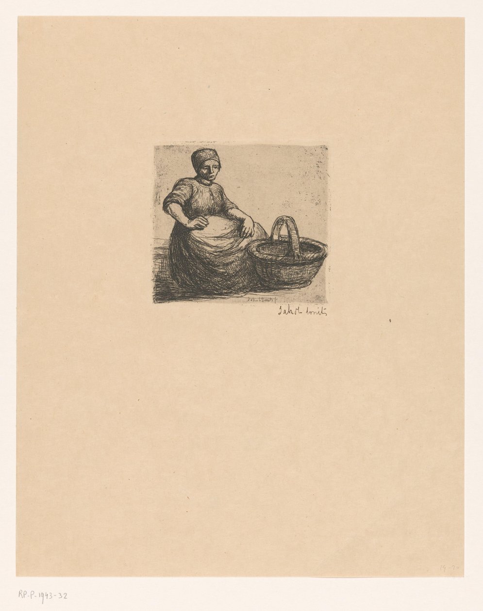 Bonde med kurv Smørfarmer (titel på objekt) af Jakob Smits (signed by artist)
