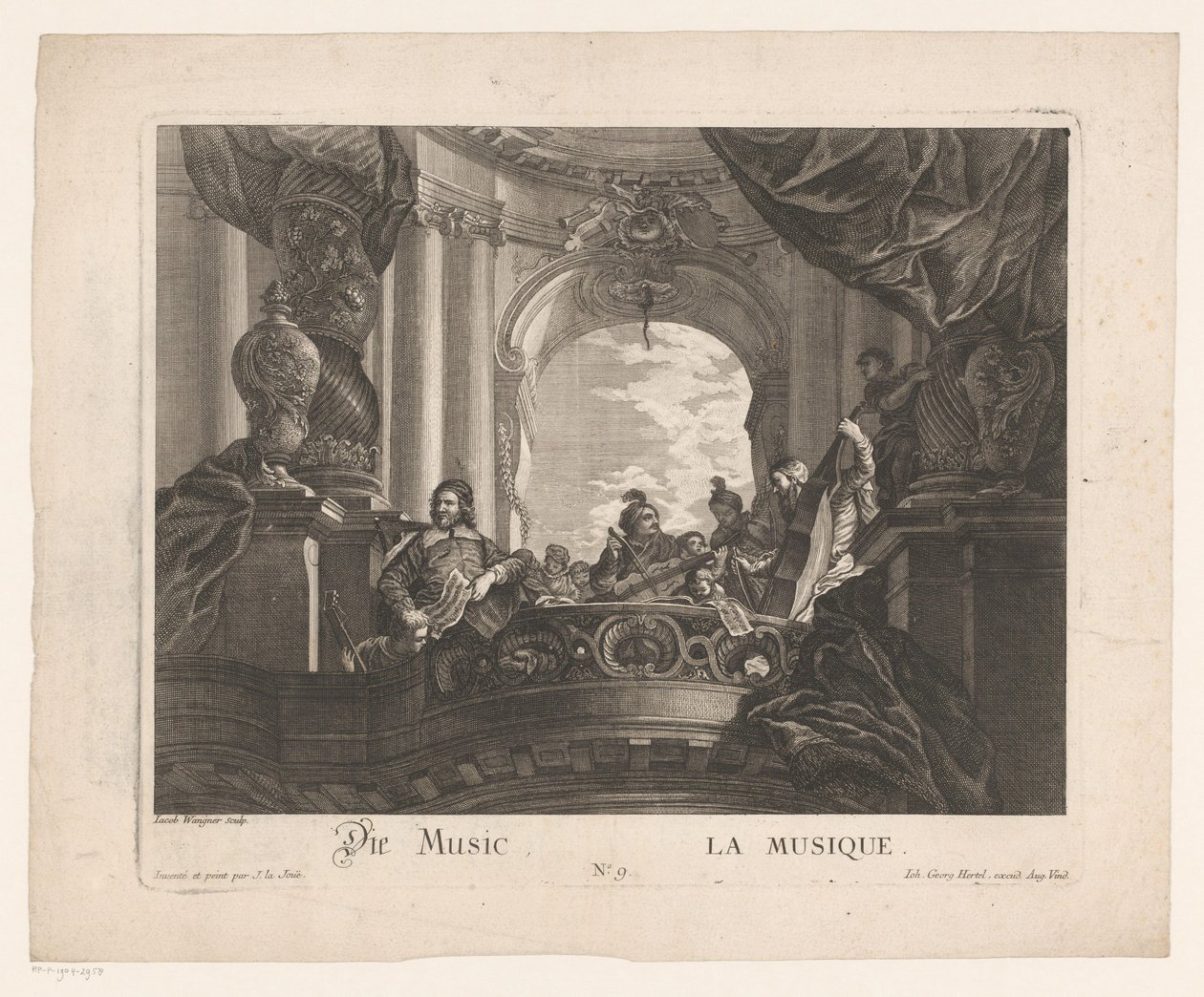 Allegori til musikken Die Music / La Musique (titel på objekt) Allegoriske repræsentationer (serietitel) af Jakob Wangner