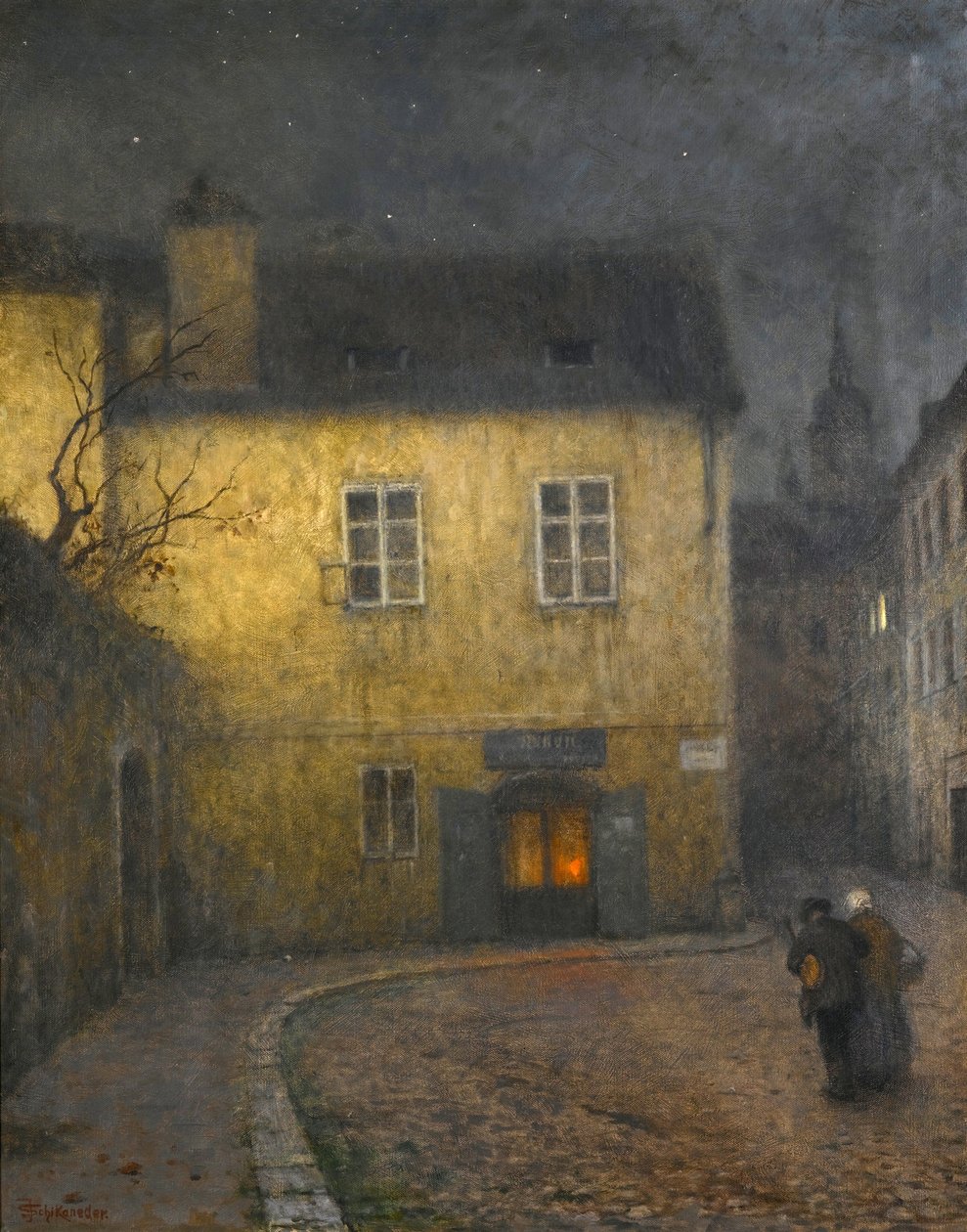 Et gadehjørne i Prag par Schikaneder, Jakub (1855-1924), ca. 1900 - Olie på lærred af Jakub Schikaneder
