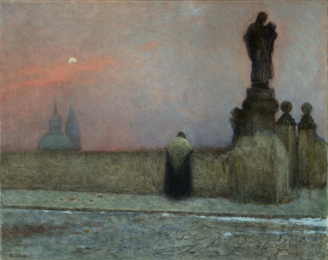 Debut de soiree i Hradcany (Prag, Tjekkiet) - Tidlig aften i Hradcany - Jakub Schikaneder (1855-1924). Olie på lærred af Jakub Schikaneder