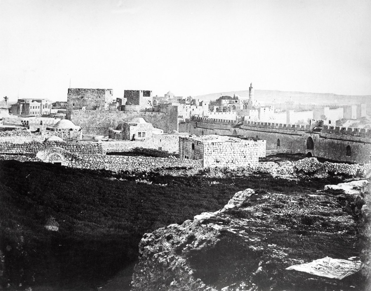 Kristuskirken og Jaffa-porten, Jerusalem, 1857 af Felice Beato