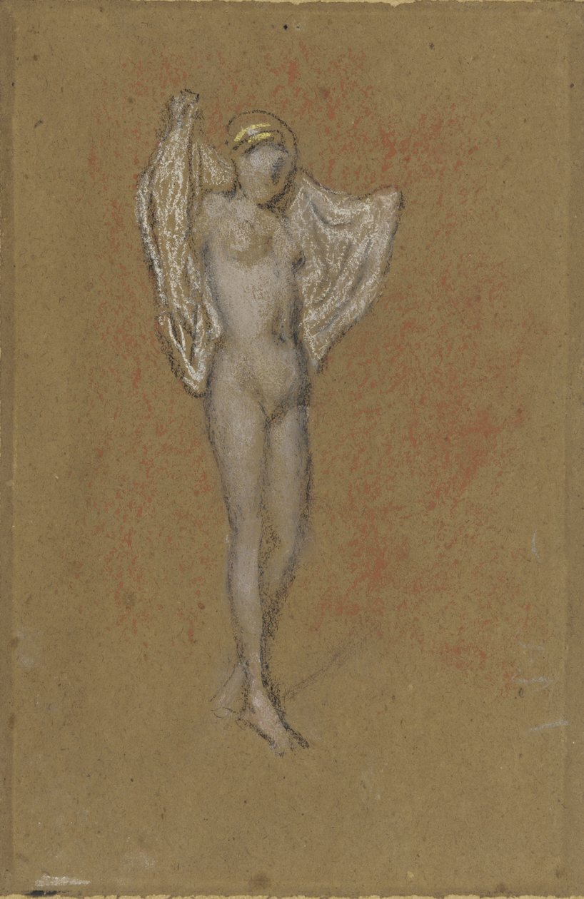 A Yellow Note, ca.187174 (kridt og pastel på brunt papir) af James Abbott McNeill Whistler