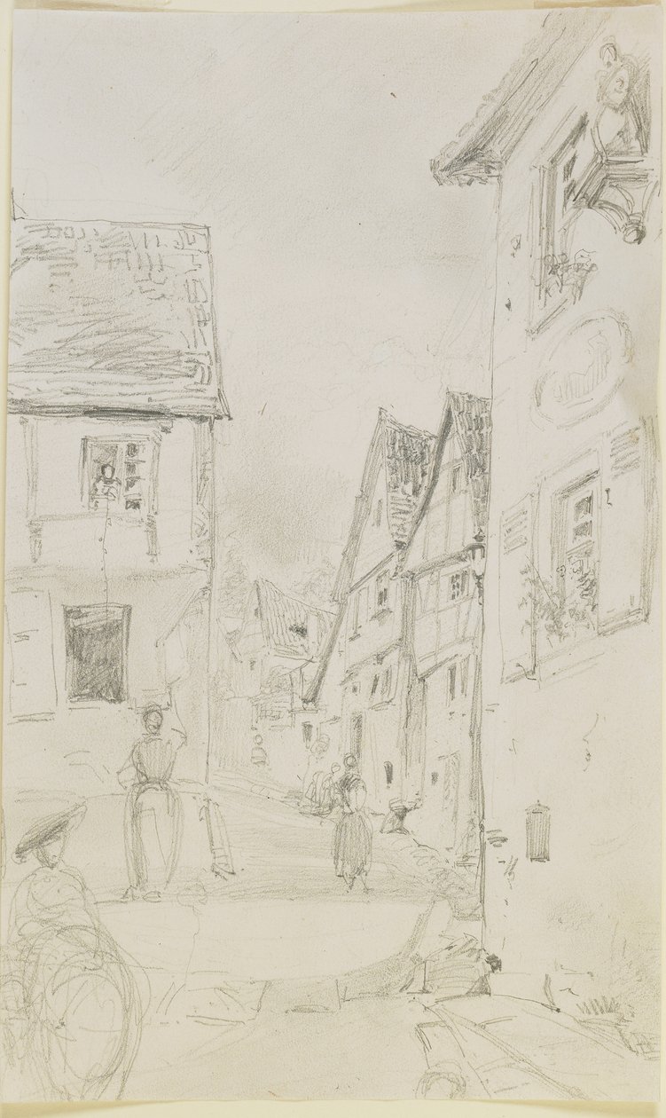 En gadescene, 1858 (blyant på råhvidt vævet papir) af James Abbott McNeill Whistler