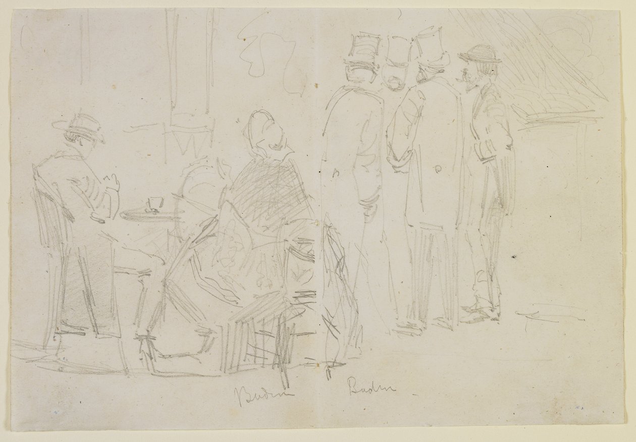 Baden-Baden, 1858 (blyant på råhvidt vævet papir) af James Abbott McNeill Whistler