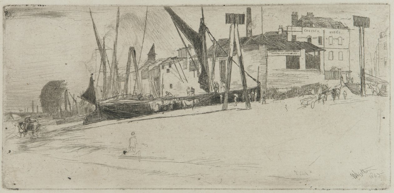 Chelsea Wharf, 1863 (radering på papir) af James Abbott McNeill Whistler