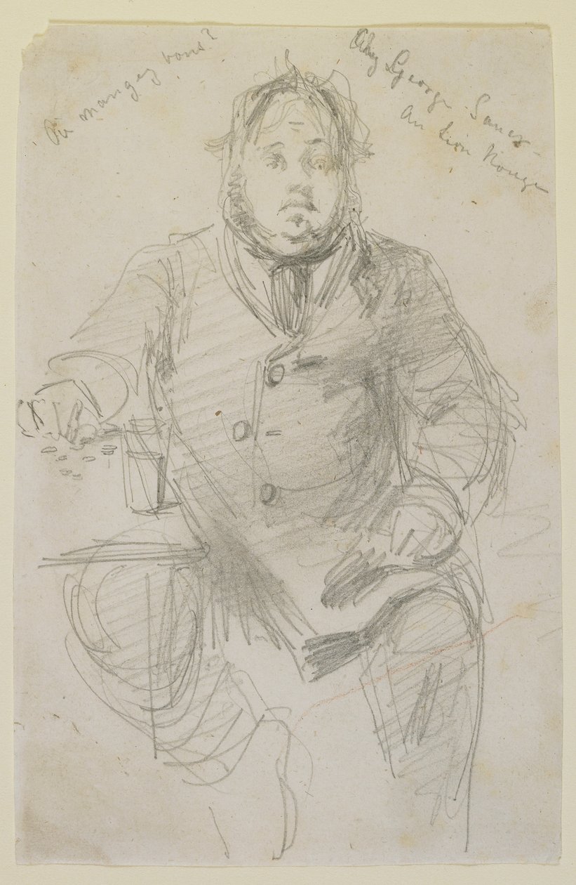 George Sauter ved den røde løve, 1858 (blyant på råhvidt vævet papir) af James Abbott McNeill Whistler