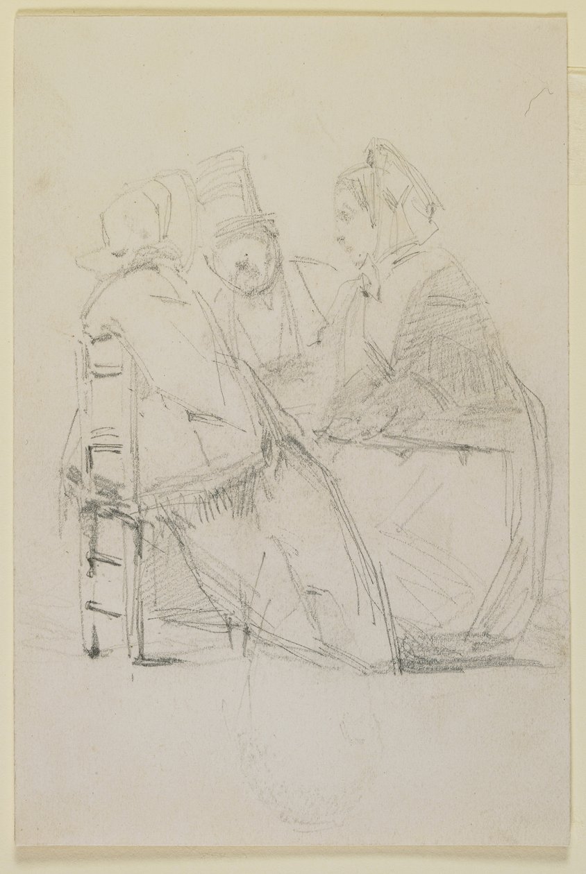 Gruppe, der taler sammen, 1858 (blyant på hvidt papir) af James Abbott McNeill Whistler
