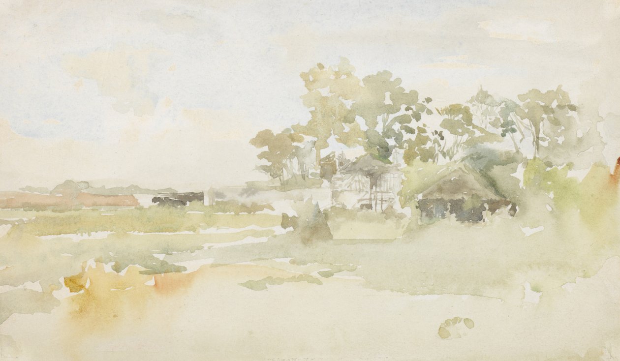 Landskab med gårdbygninger, c.1884 af James Abbott McNeill Whistler
