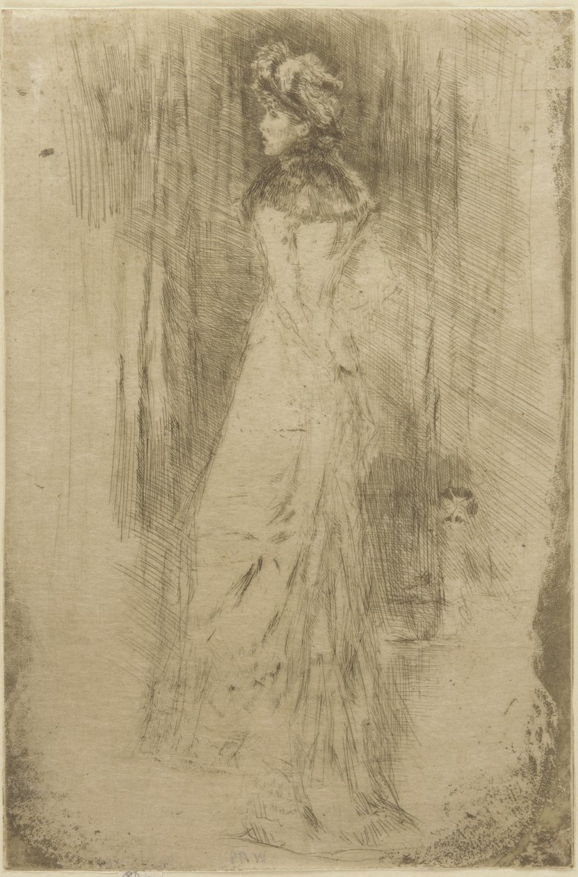 Maude, stående, ca. 1873 (tørpunkt på papir) af James Abbott McNeill Whistler