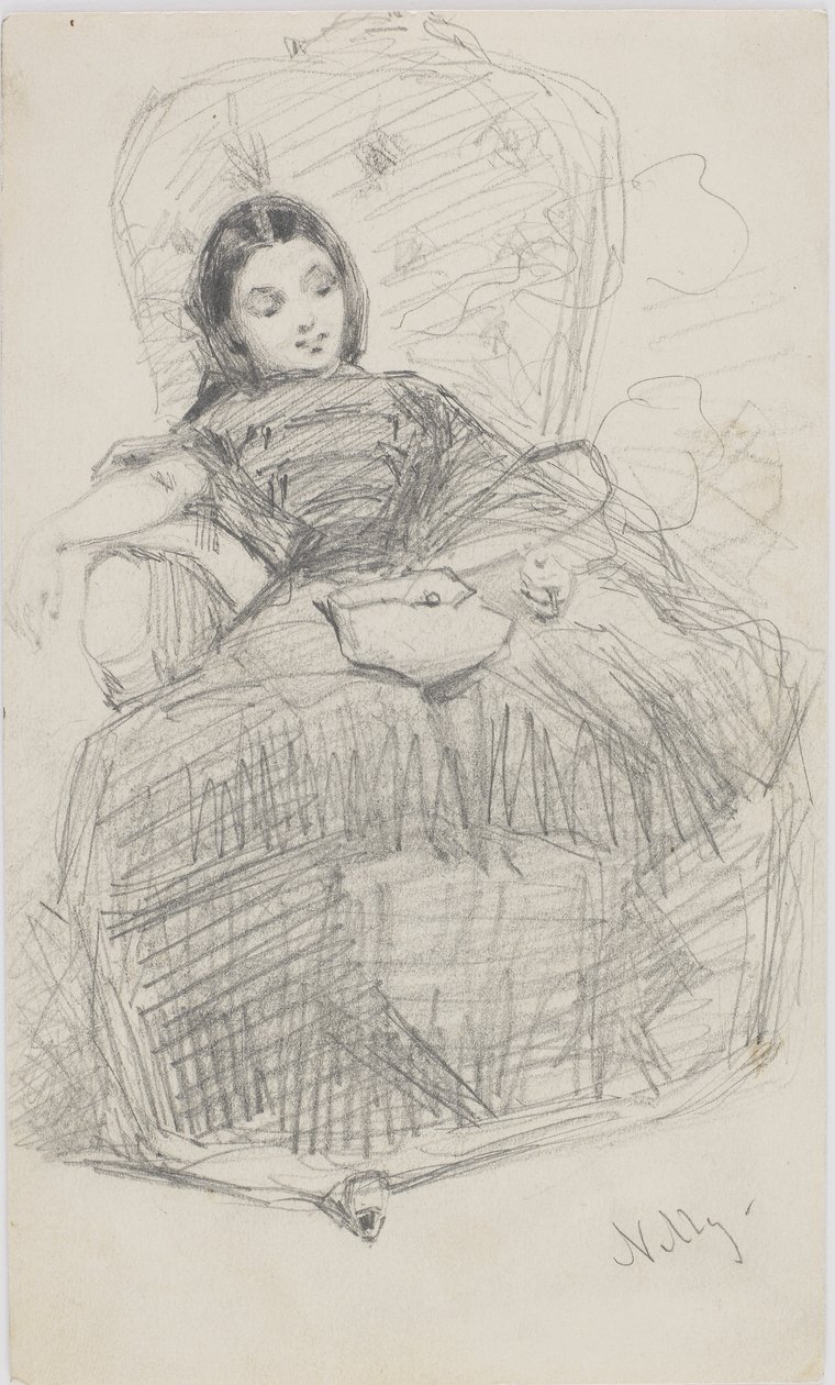 Nelly (Helen Ionides) 1866-69 (blyant på hvidt papir) af James Abbott McNeill Whistler