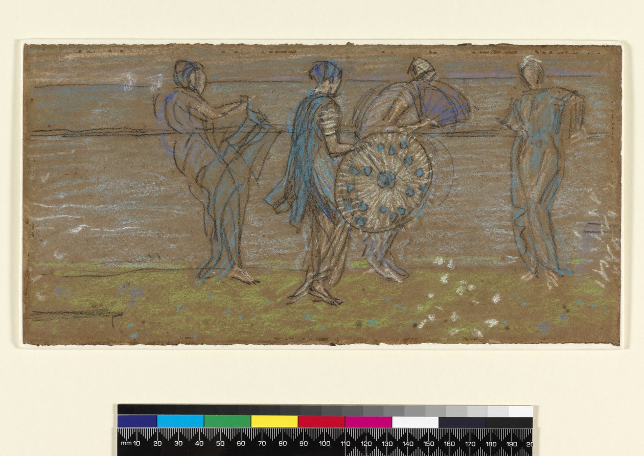 PD.187-1961 Hav, strand og figurer (pastel på papir) af James Abbott McNeill Whistler